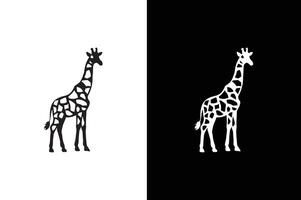 Giraffe silhouette. Giraffe silhouettes isolated on a white black background. vector