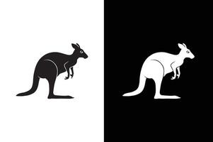 Kangaroo icon illustration. kangaroo solid silhouette in black white background vector
