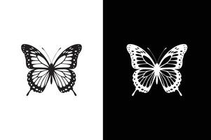 Butterfly Silhouette, isolated on white black background. Simple illustration of big butterfly icon for web vector