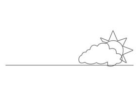 Sun and cloud continuous one line drawing digital illustration vector
