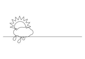 Sun and cloud continuous one line drawing digital illustration vector