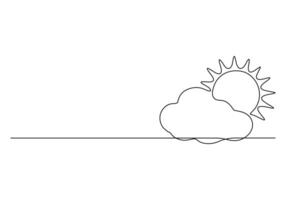 Sun and cloud continuous one line drawing digital illustration vector
