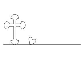 Jesus Christ cross continuous one line drawing digital illustration vector