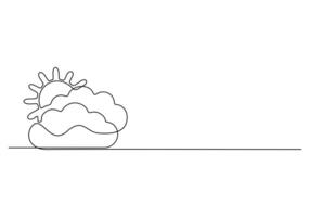 Sun and cloud continuous one line drawing digital illustration vector