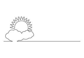 Sun and cloud continuous one line drawing digital illustration vector