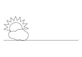 Sun and cloud continuous one line drawing digital illustration vector