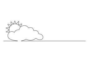 Sun and cloud continuous one line drawing digital illustration vector