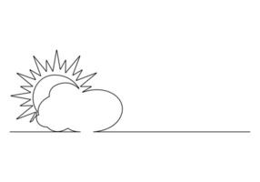 Sun and cloud continuous one line drawing digital illustration vector