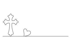 Jesus Christ cross continuous one line drawing digital illustration vector