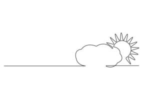 Sun and cloud continuous one line drawing digital illustration vector