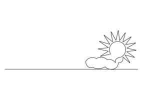 Sun and cloud continuous one line drawing digital illustration vector