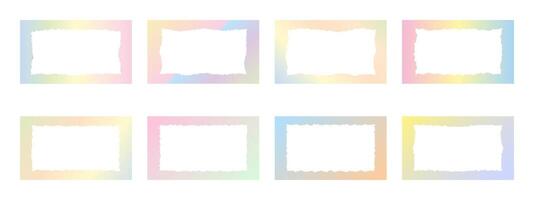 Set of rectangular gradient frames with torn inner borders for photo . Collection of torn paper frames for design . illustration. vector