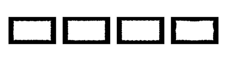 Set of rectangular frames with ripped inner borders. Collection of torn paper frames for design . illustration. vector