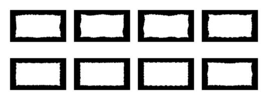 Set of rectangular frames with torn inner borders for photo . Collection of torn paper frames for design . illustration. vector