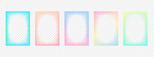 Set of rectangular gradient frames with wavy oval inner borders. Retro frames with zigzag edges with blur . Decorative design elements, for cards, photos, invitations. illustration vector