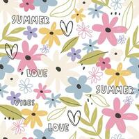seamless pattern with cartoon flowers. colorful , hand drawing. design for fabric, print, textile, wrapper vector
