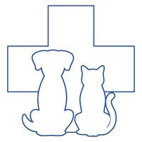 Outline of a dog and a cat with a medical cross vector