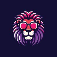 Illustration of a Lion's Face using Glasses in neon colors vector