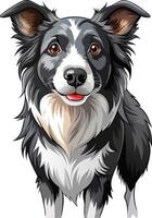 Playful Border Collie captured in pencil sketch. AI-generated. vector