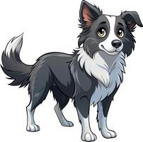 Playful Border Collie captured in pencil sketch. AI-generated. vector