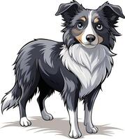 Playful Border Collie captured in pencil sketch. AI-generated. vector