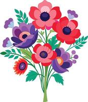 Adorable Anemone blooms with delicate petals and charming design. AI-generated. vector