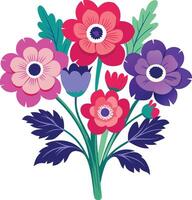 Adorable Anemone blooms with delicate petals and charming design. AI-generated. vector