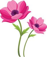 Adorable Anemone blooms with delicate petals and charming design. AI-generated. vector