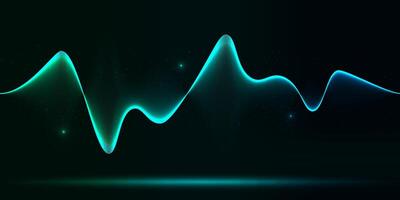 bluish green color wavy abstract seamless lines pattern background, technology innovation concept background banner vector