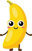 Cheerful cartoon banana with a beaming smile. AI-generated. vector