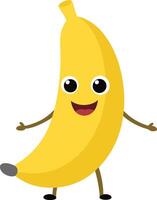 Cheerful cartoon banana with a beaming smile. AI-generated. vector