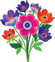 Adorable Anemone blooms with delicate petals and charming design. AI-generated. vector