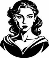 A captivating stencil of a beautiful girl. AI-generated. vector