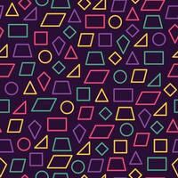 seamless pattern of various shapes, outline areas of various colors on a black background vector