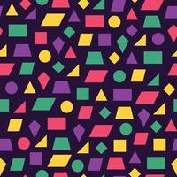 seamless pattern of various shapes in various colors on a black background vector