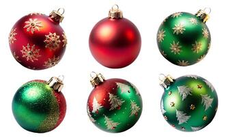 Set of Christmas tree toys on a white background. photo