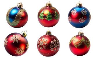 Set of Christmas tree toys on a white background. photo