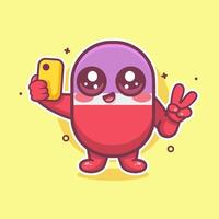 happy capsule medicine character mascot taking a selfie with a smartphone isolated cartoon vector