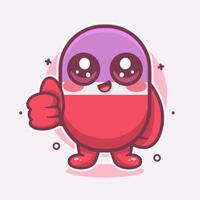 funny capsule medicine character mascot with thumb up hand gesture isolated cartoon vector