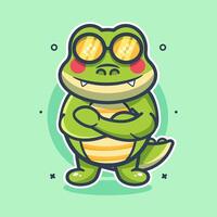 cool crocodile animal character mascot with crossed arms isolated cartoon in flat style design vector