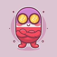cool capsule medicine character mascot with crossed arms isolated cartoon in flat style design vector