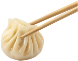Jiaozi Food Clipart - A fried Wonton in chopsticks isolated illustration on a transparent background png