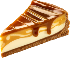 Cheesecake - New York cheesecake slice with caramel isolated illustration on a transparent background png