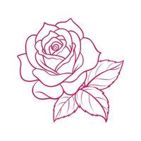Rose flower with leaf coloring page vector