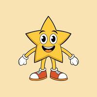 A retro style animated star character illustration vector