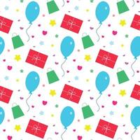 Festive background, birthday, seamless pattern, colorful objects on a white background vector