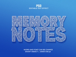 Memory Notes Text Effect psd