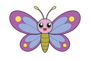 Bright butterfly illustration cartoon, clipart, and line art design vector