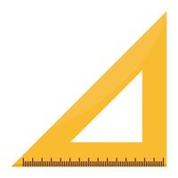 cartoon yellow triangle ruler icon isolated on white background. vector