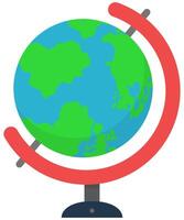 Flat illustration of world globe with stand isolated on white background. vector